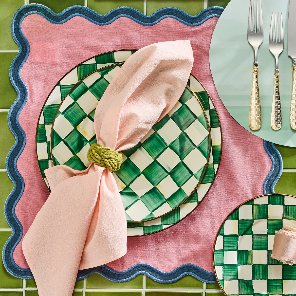 Emerald Check Dinner Plate - Image 2