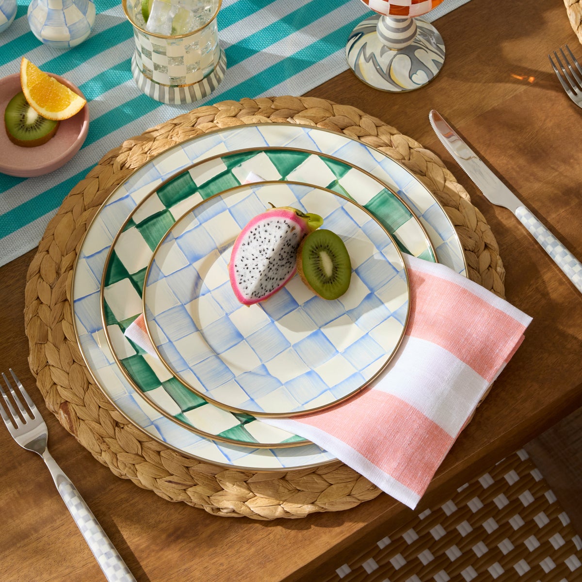 Emerald Check Dinner Plate - Image 8