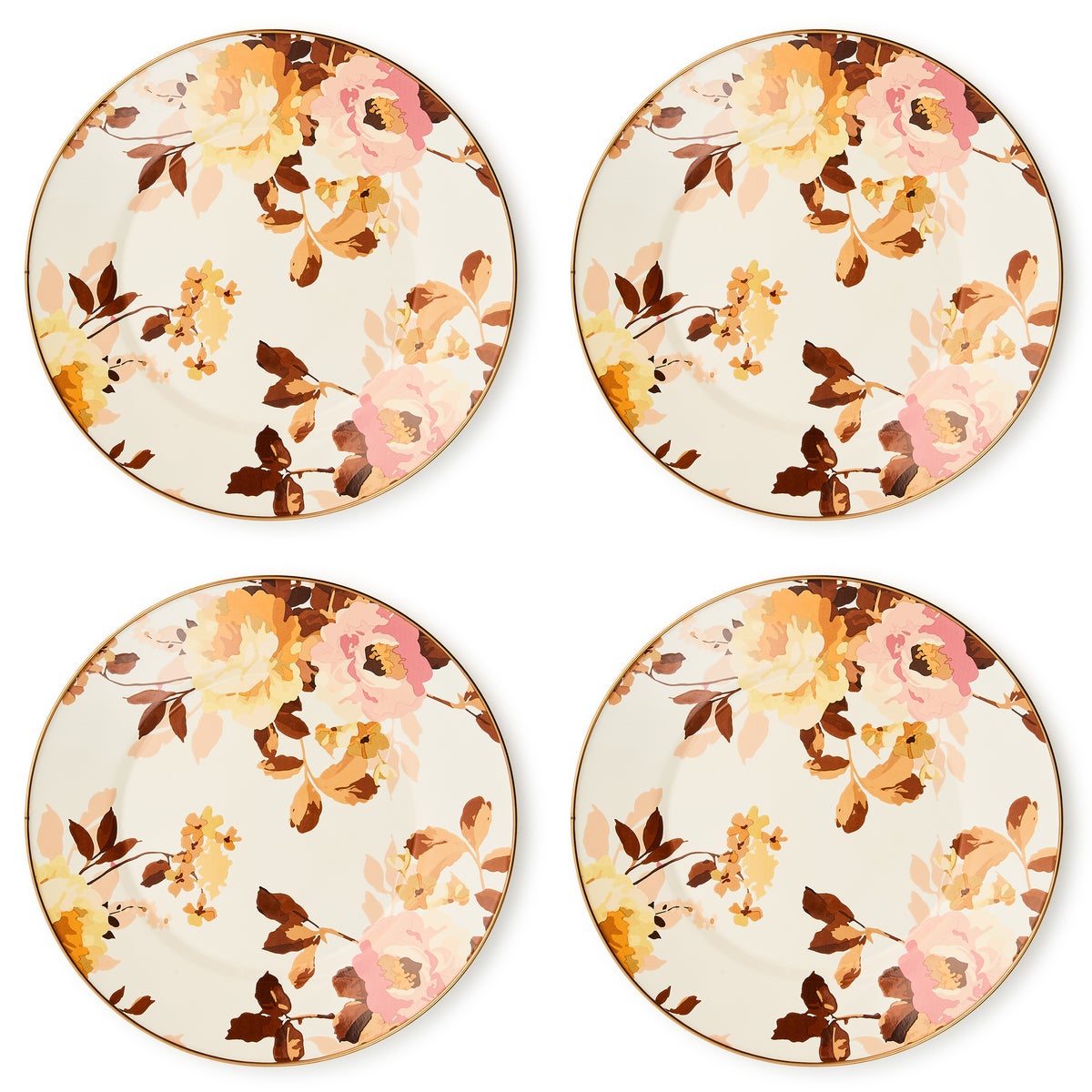 Wild Rose White Dinner Plate, Set of 4