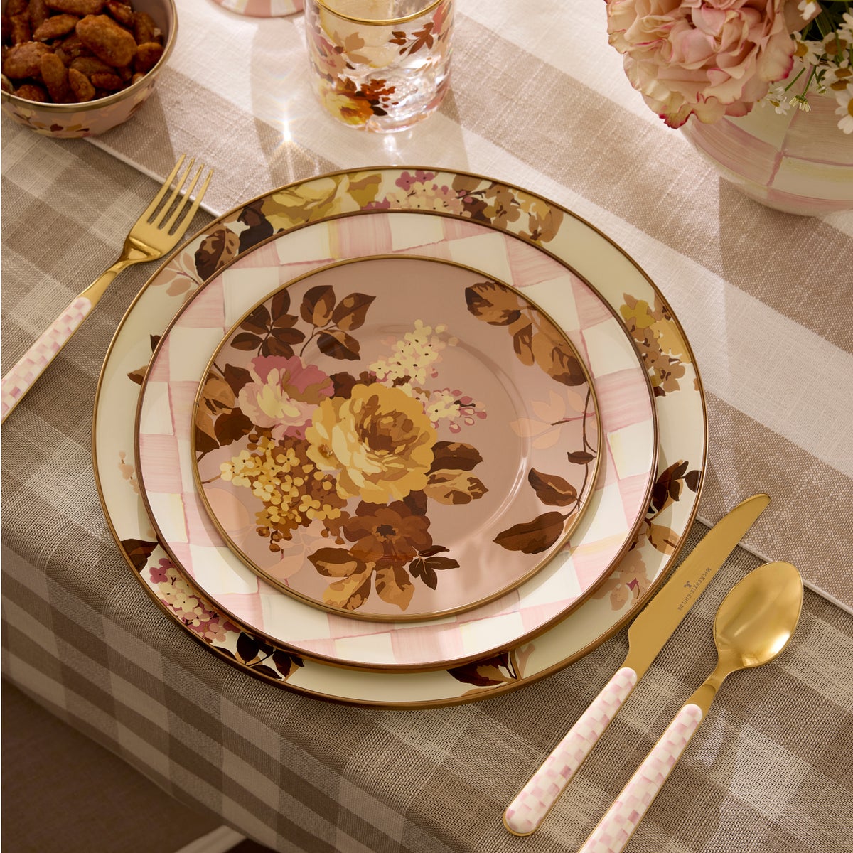 Rosy Check Dinner Plate - Image 8