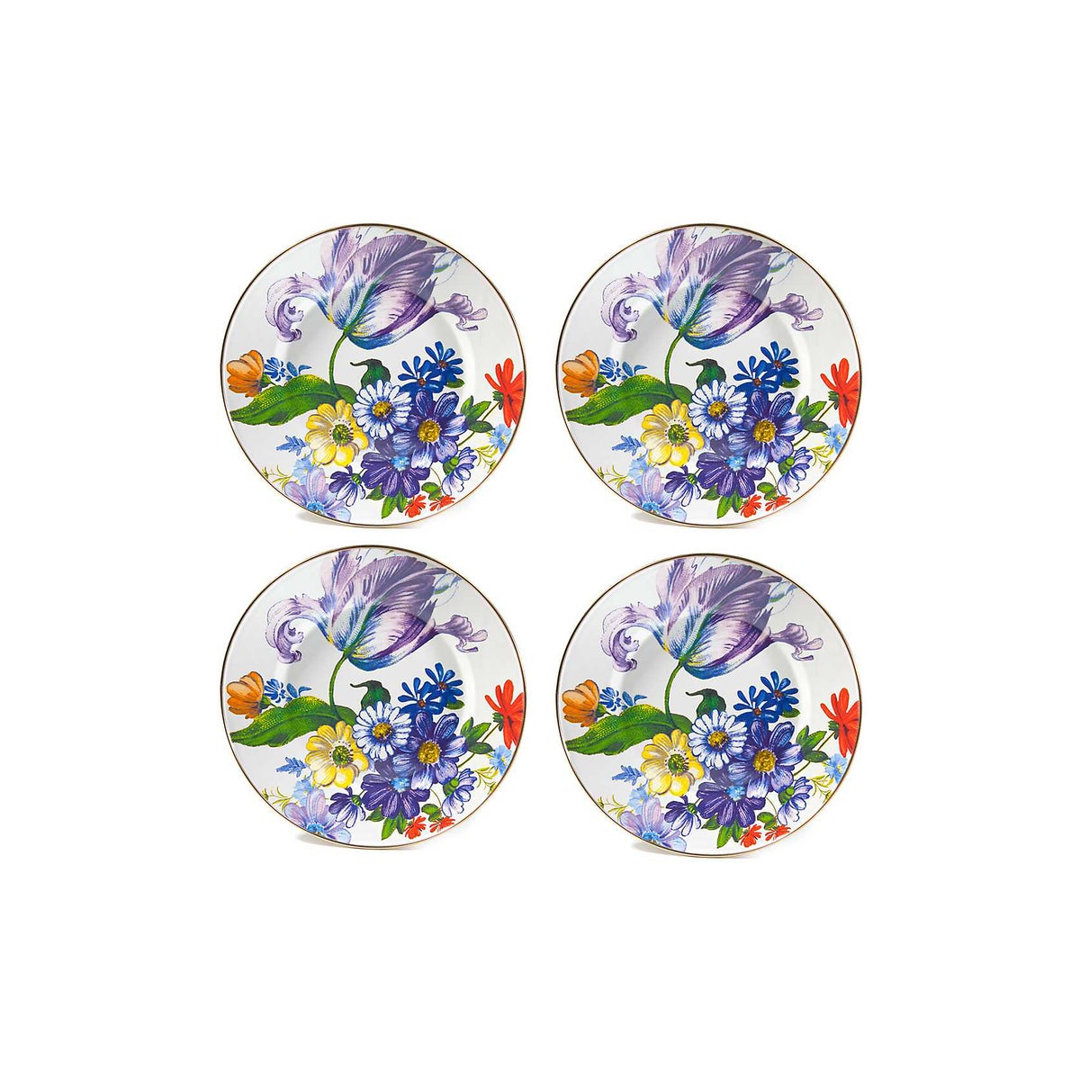 White Flower Market Dinner Plates, Set of 4