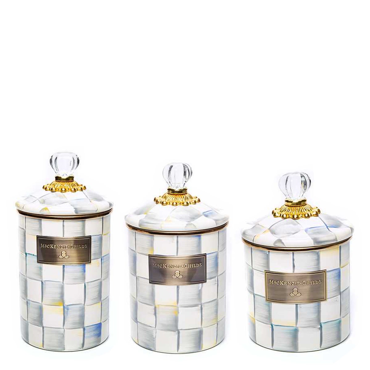 Sterling Check Canisters, Set of 3