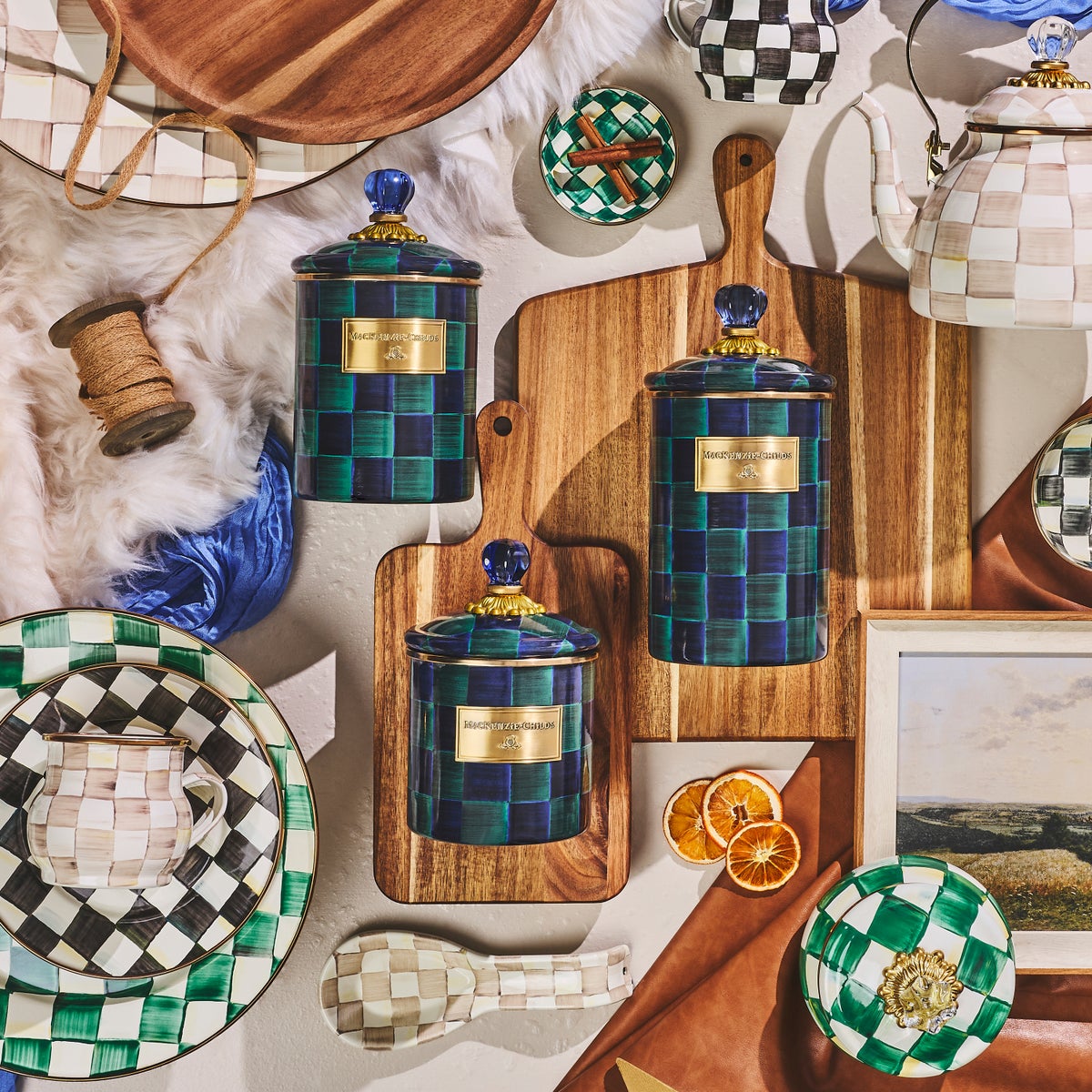 Juniper Check Canisters, Set of 3 - Image 3
