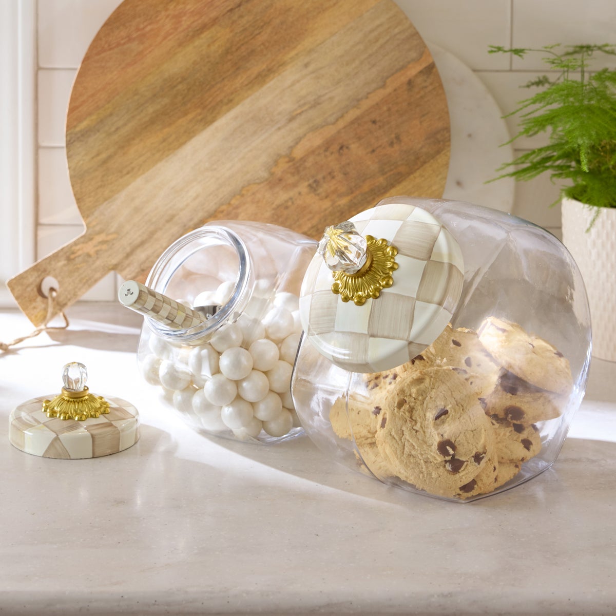 Cookie Jar with Mocha Check Lid - Image 2