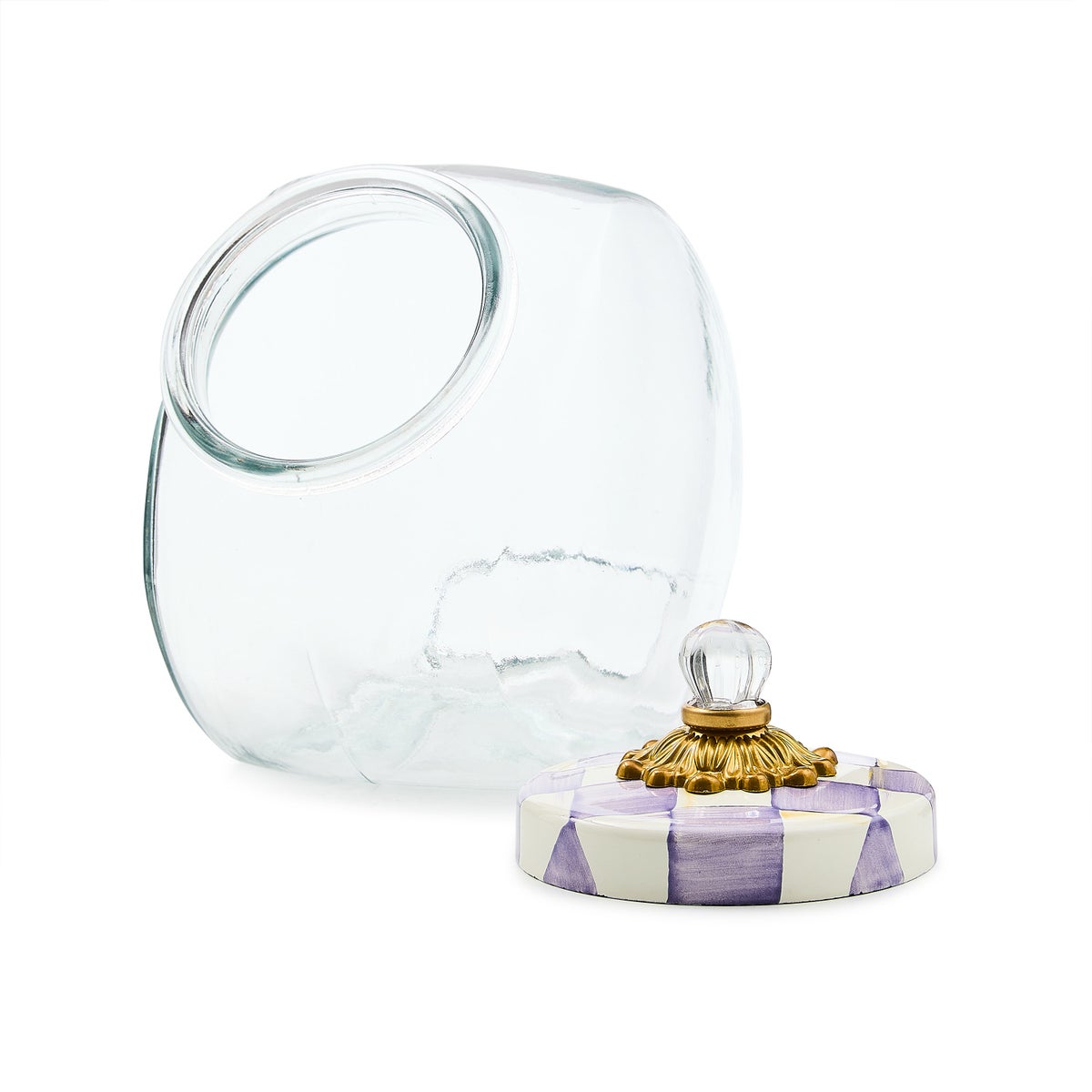 Cookie Jar with Violet Check Lid - Image 4