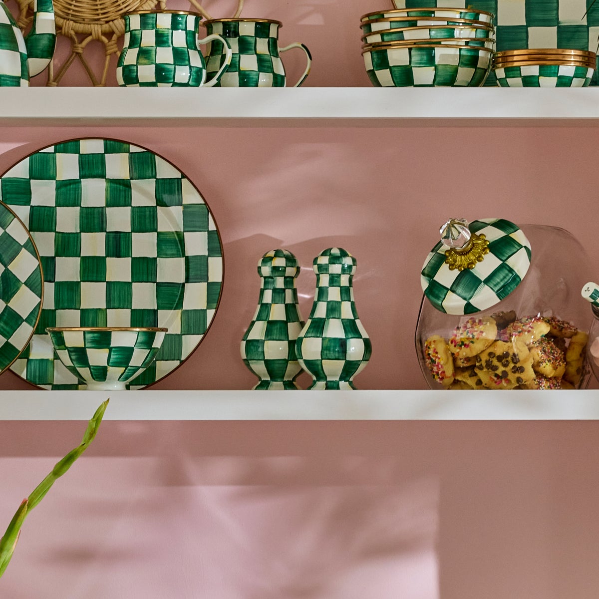Emerald Check Large Salt & Pepper Shakers - Image 2