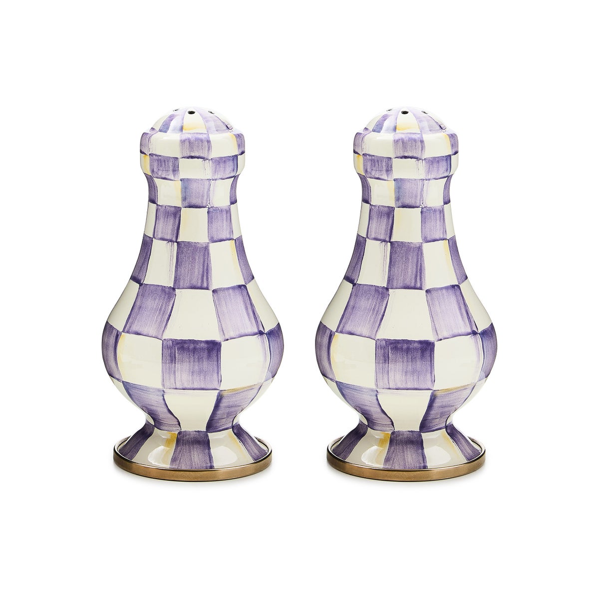 Violet Check Large Salt & Pepper Shakers