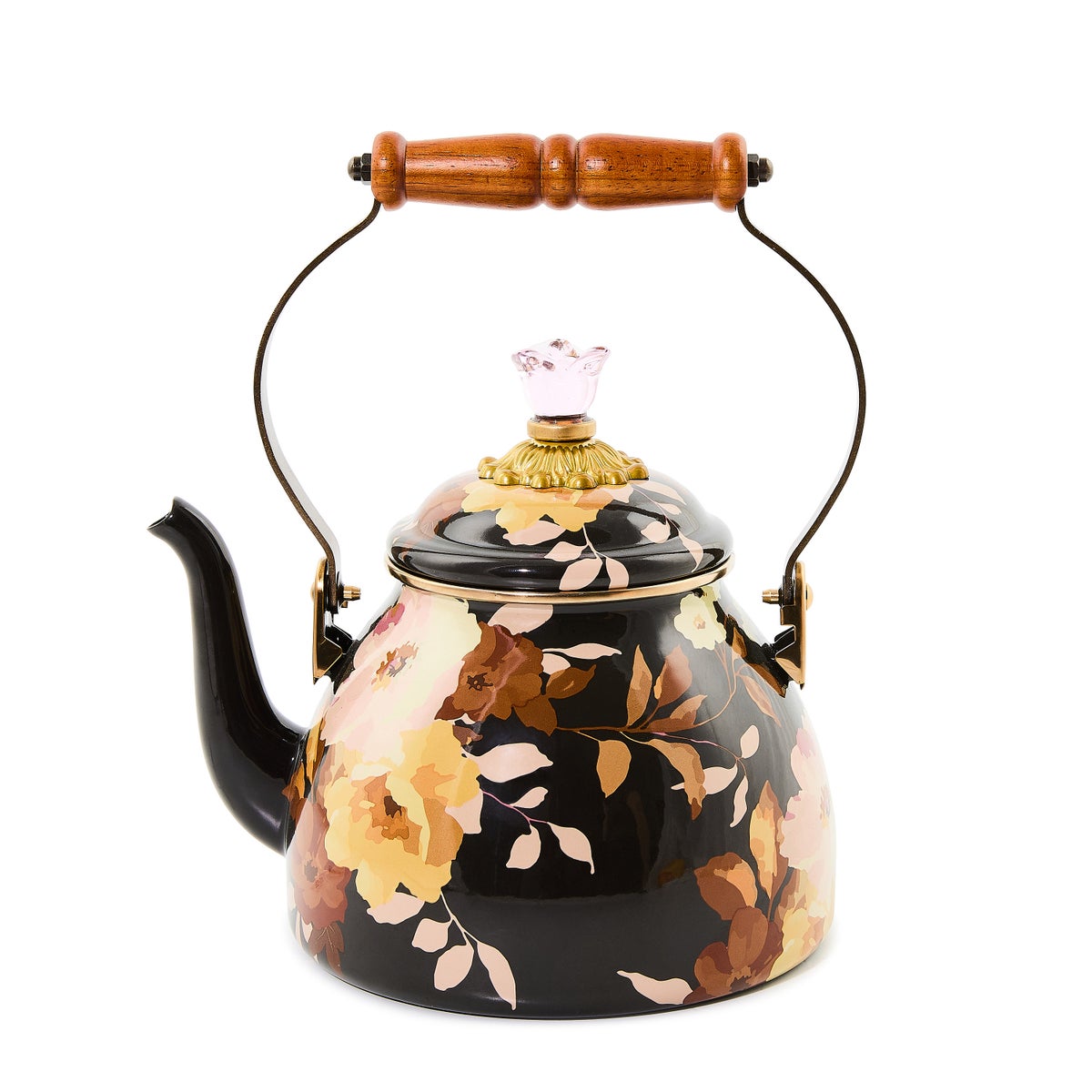 Wild Rose Brown 2 Quart Tea Kettle