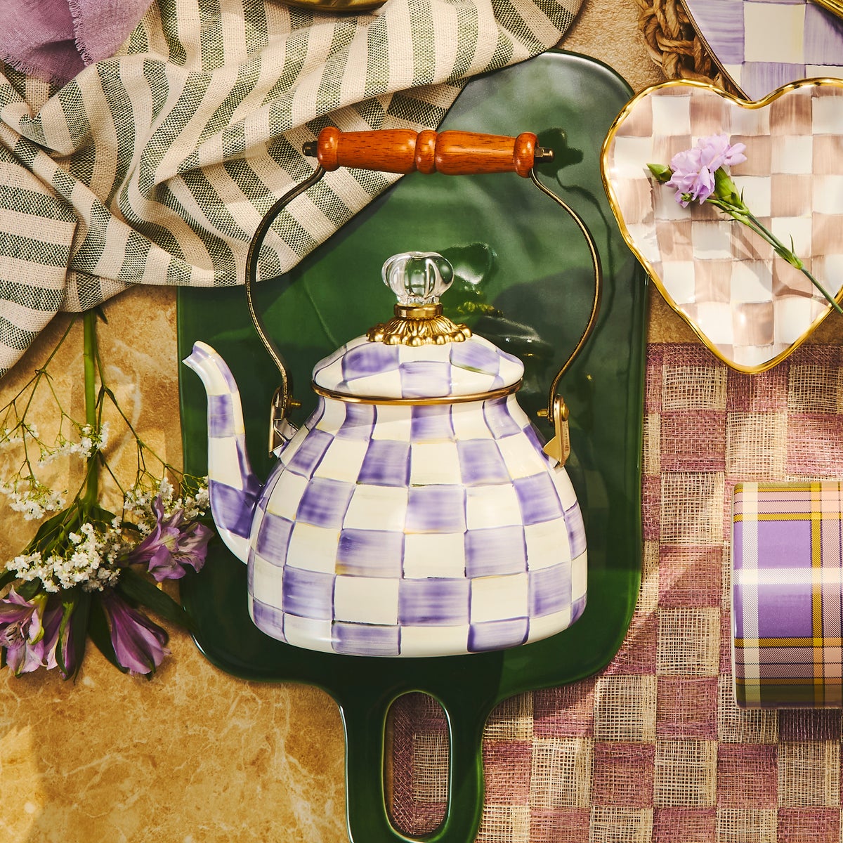Violet Check 2 Quart Tea Kettle - Image 4