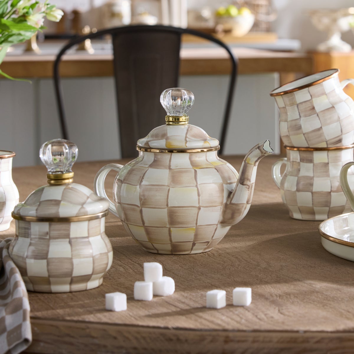 Mocha Check 4 Cup Teapot - Image 5