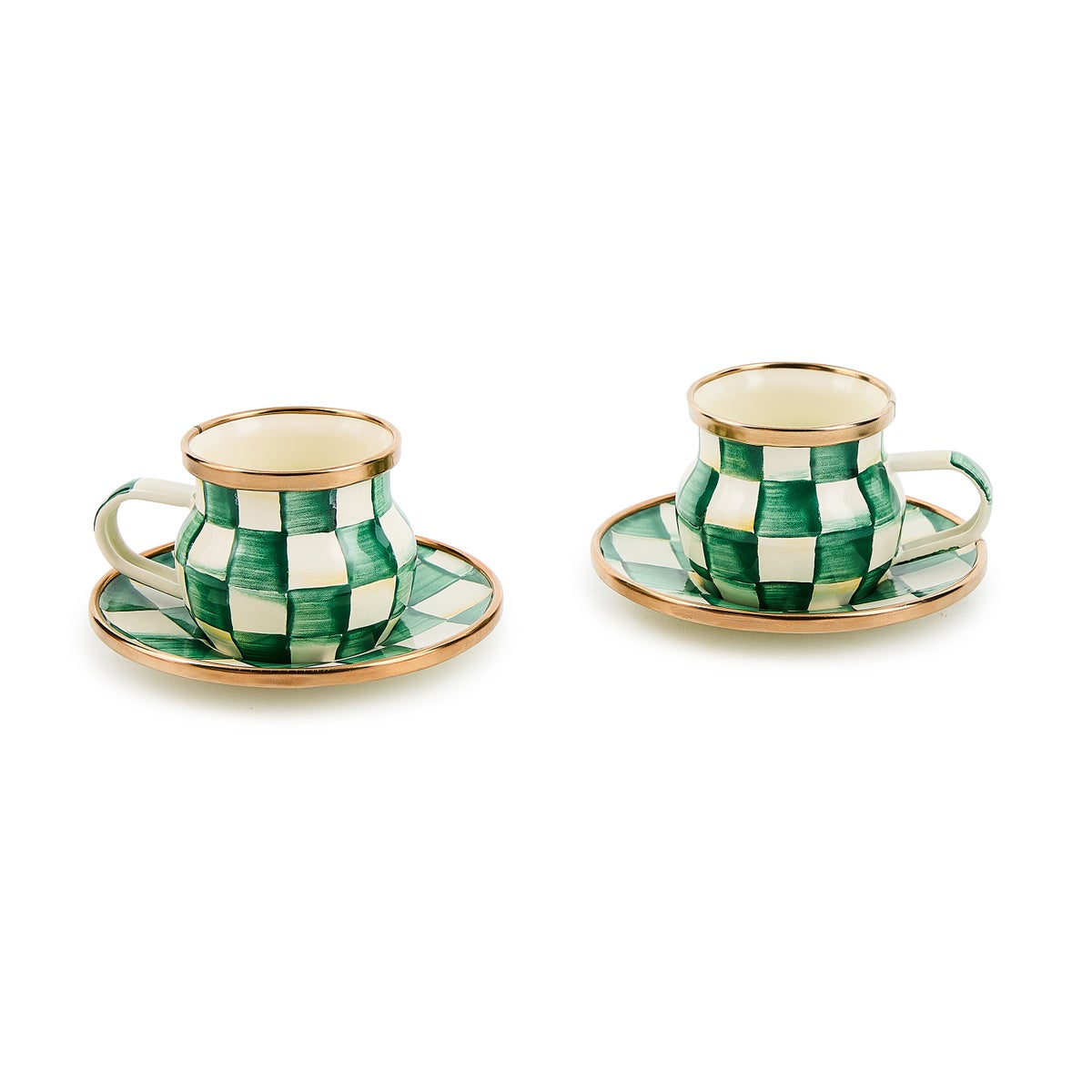 Emerald Check Espresso Cup & Saucer Set