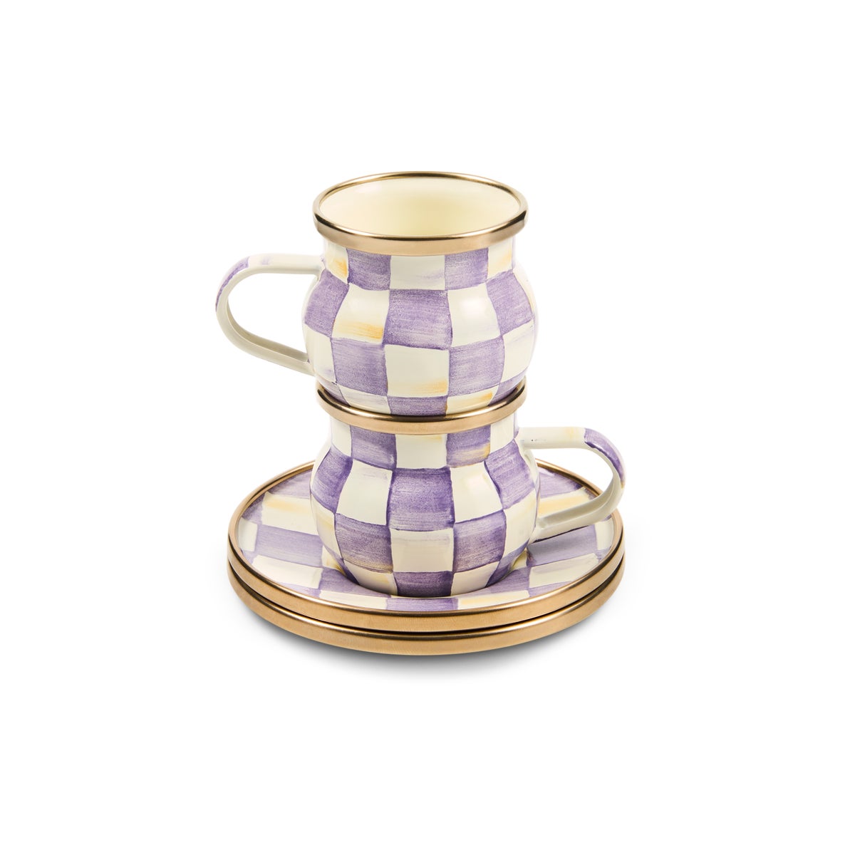 Violet Check Espresso Cup & Saucer Set - Image 4