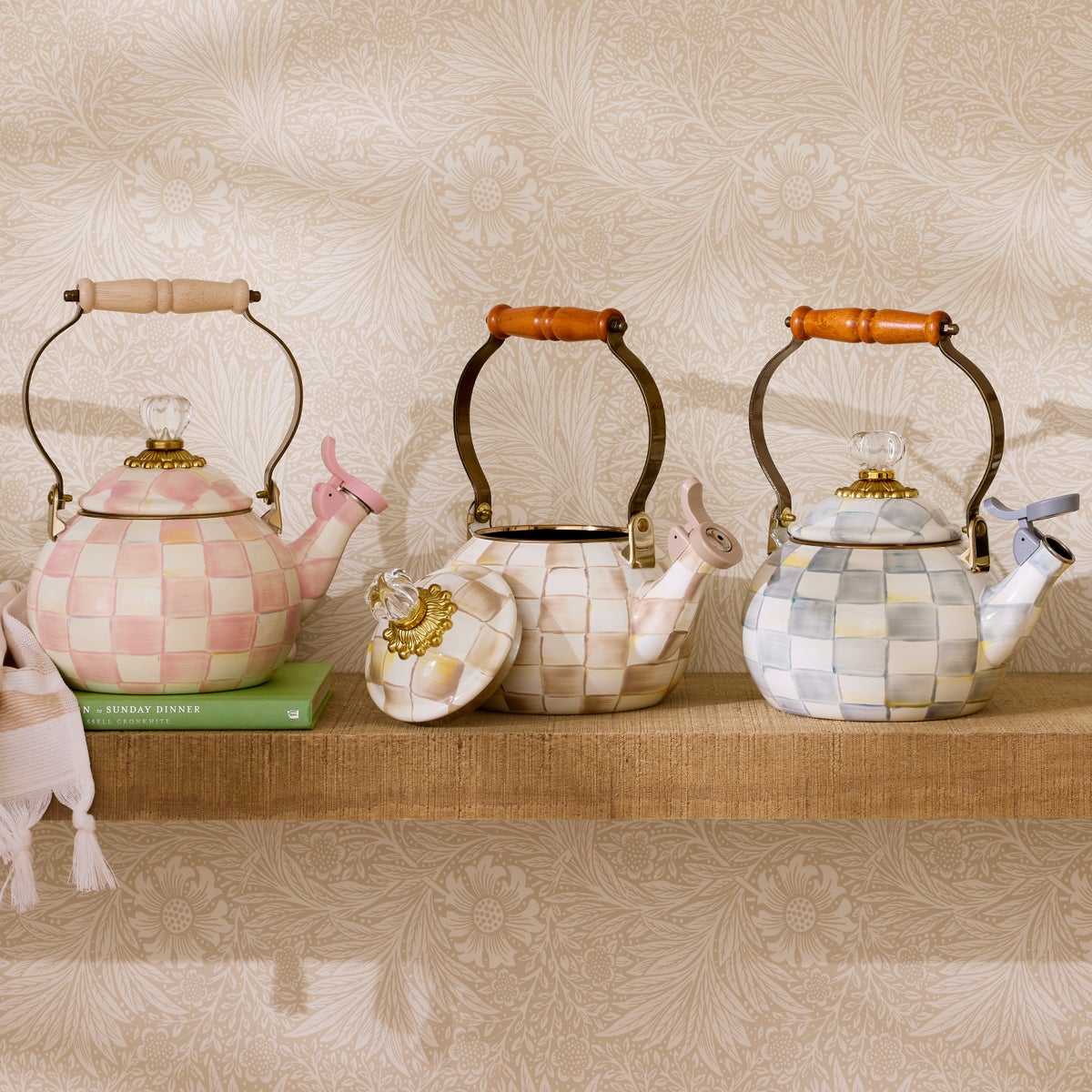 Mocha Check Whistling Tea Kettle - Image 2