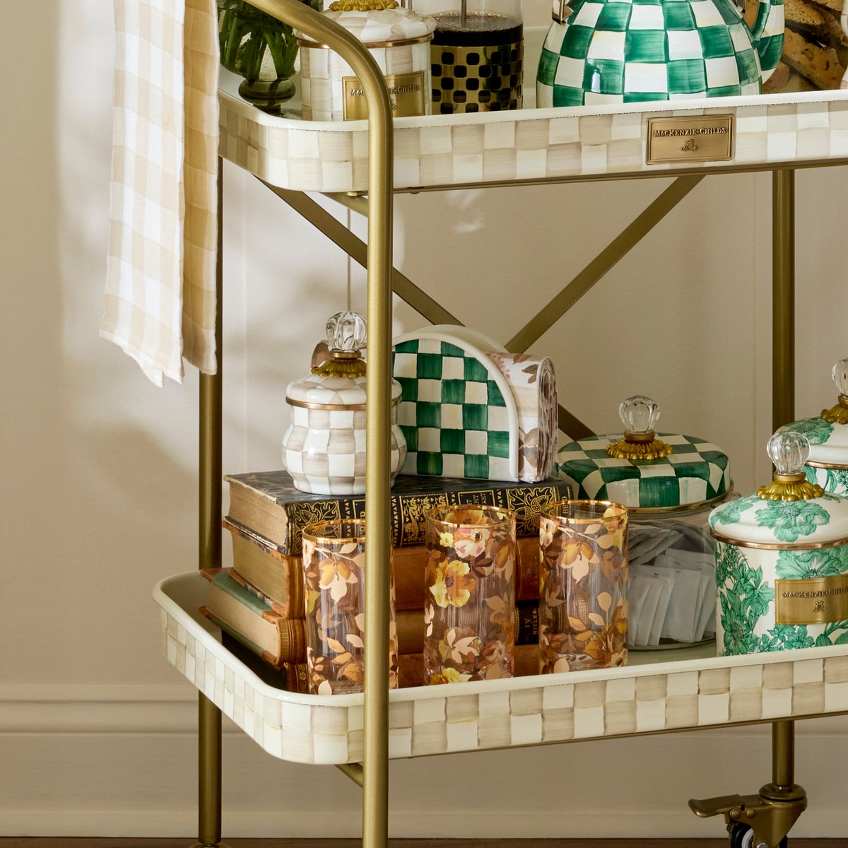 Emerald Check Enamel Napkin Holder - Image 3
