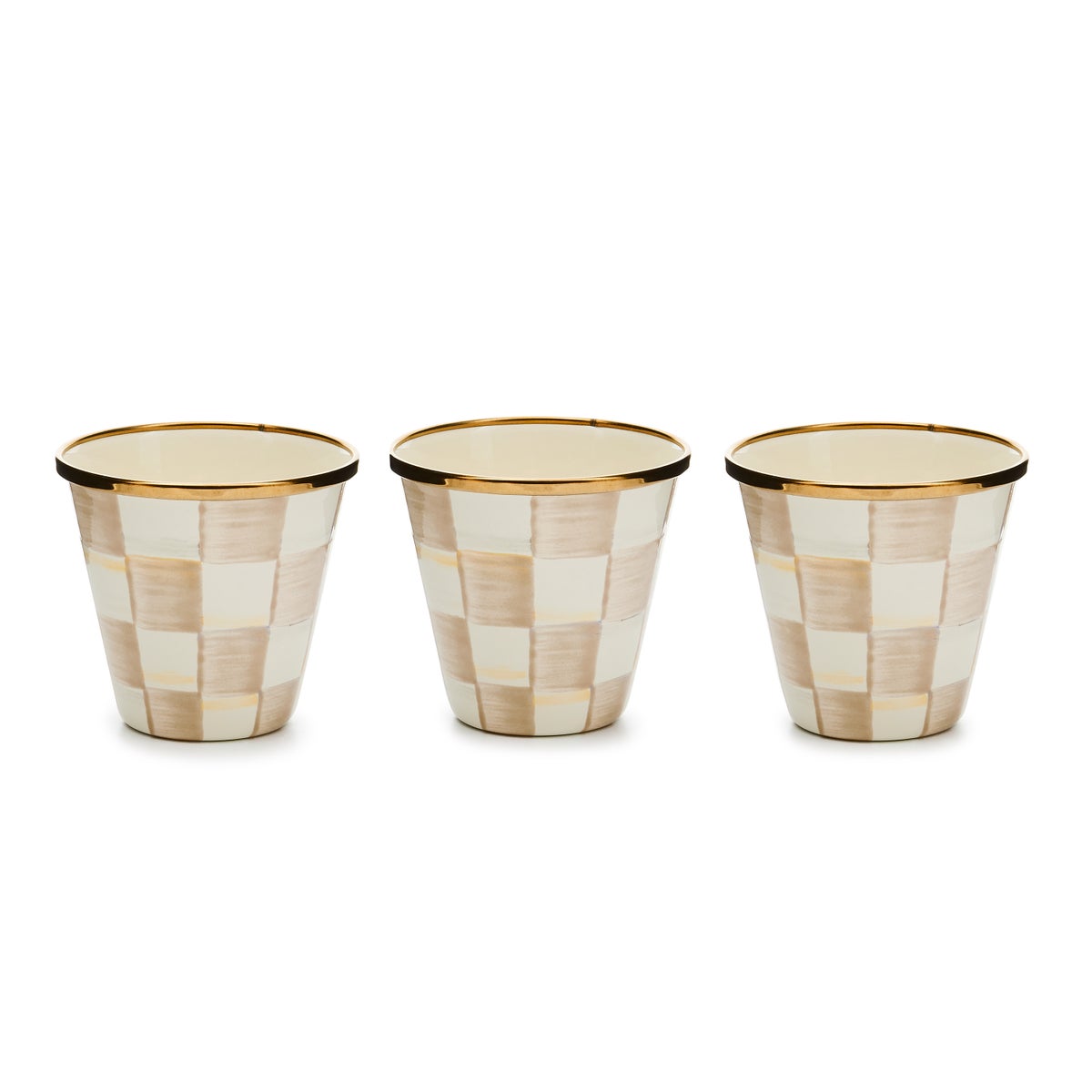 Mocha Check Herb Pots, Set of 3