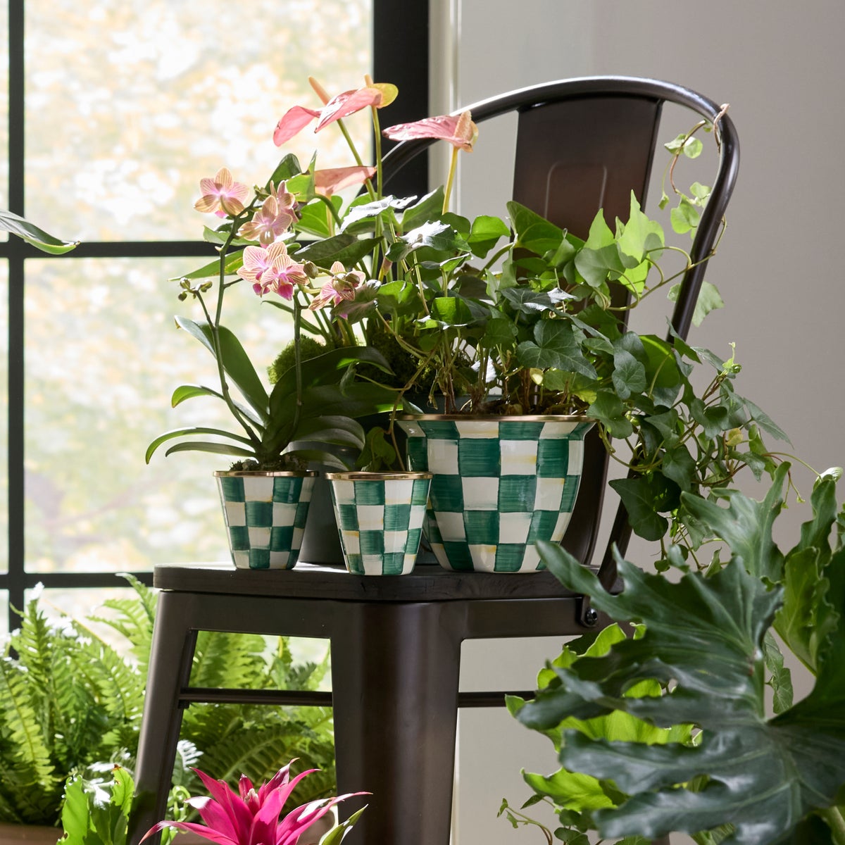 Emerald Check Large Flower Pot - Image 2
