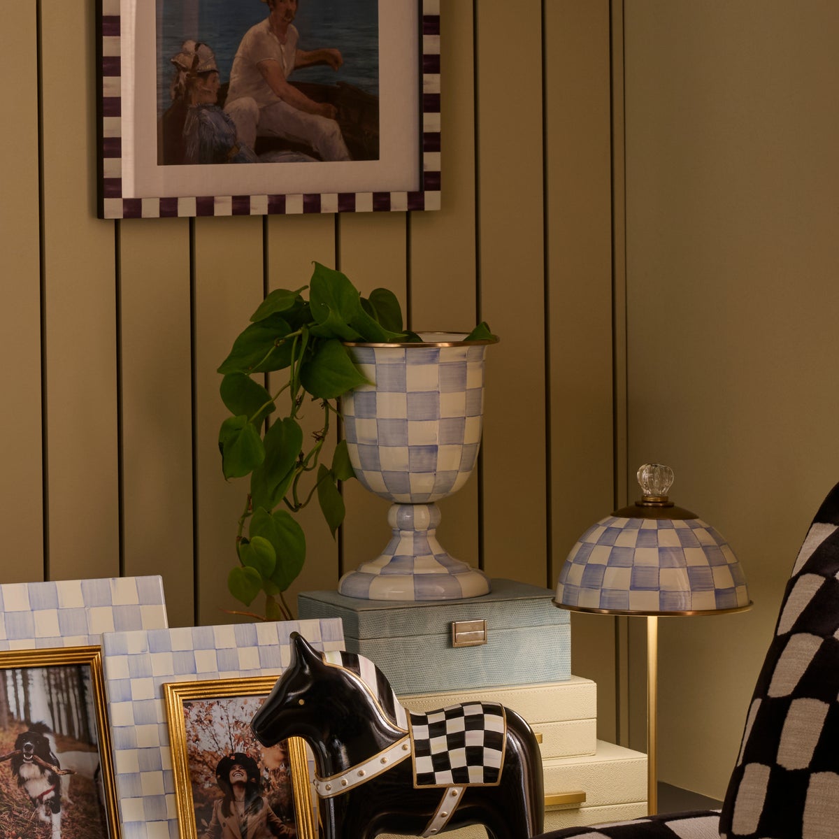 Sky Check Pedestal Vase - Image 3