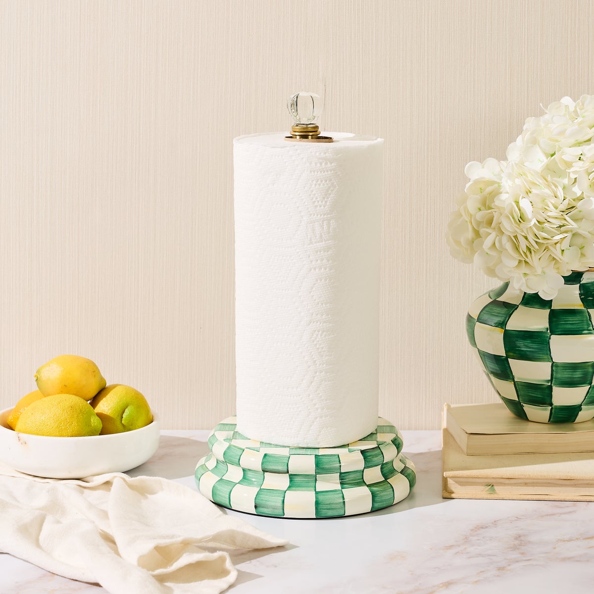 Emerald Check Paper Towel Holder - Image 2