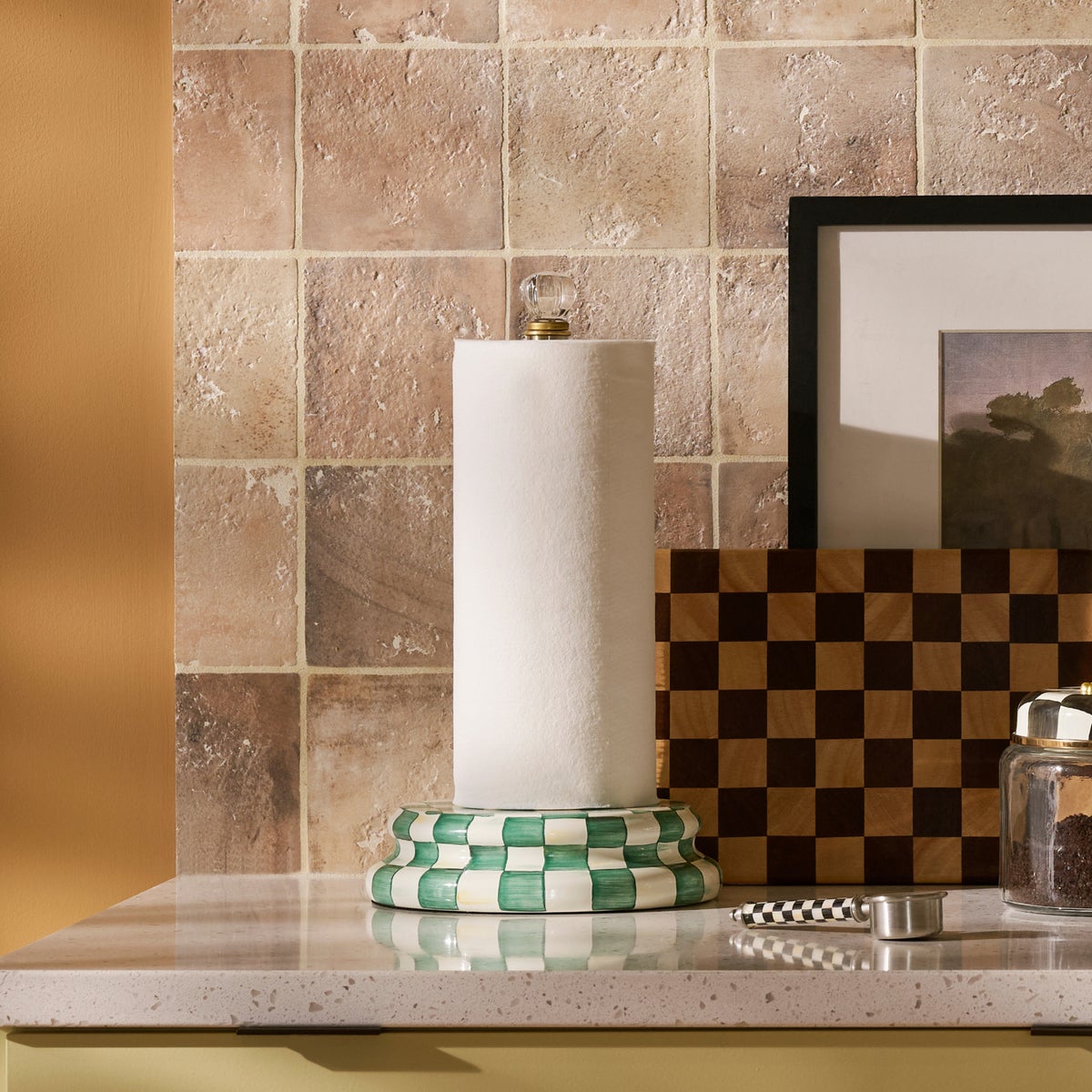 Emerald Check Paper Towel Holder - Image 4