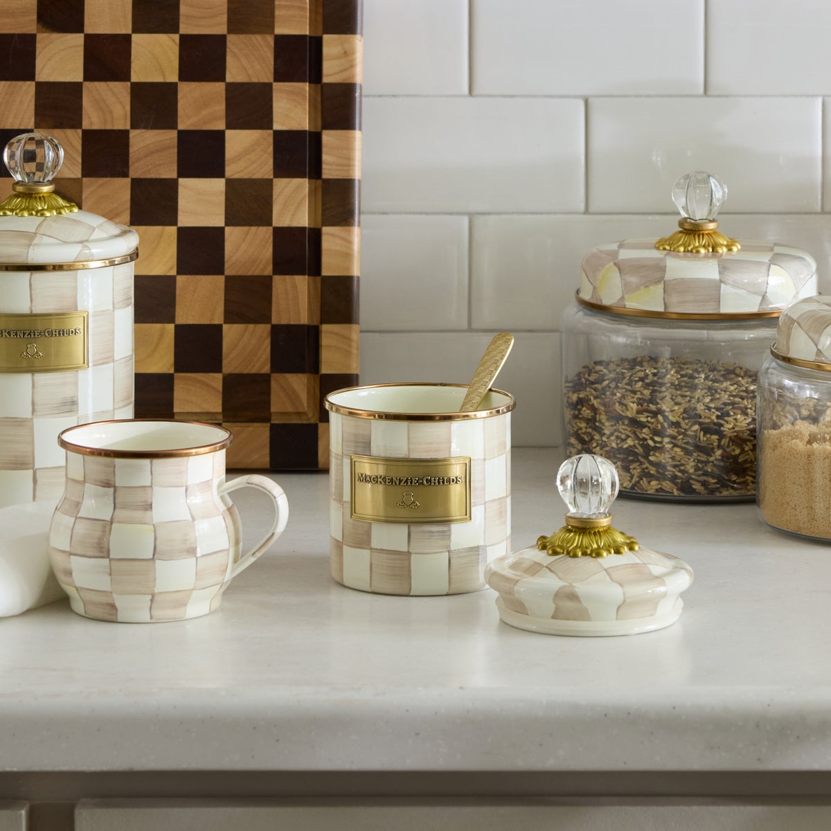 Mocha Check Demi Canister - Image 2