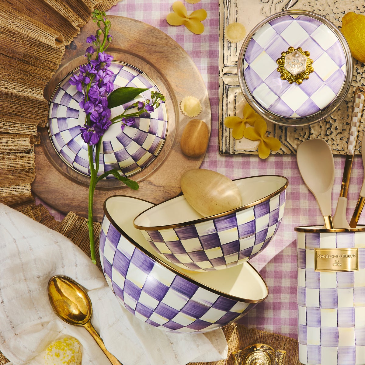 Violet Check Small Everyday Bowl - Image 6