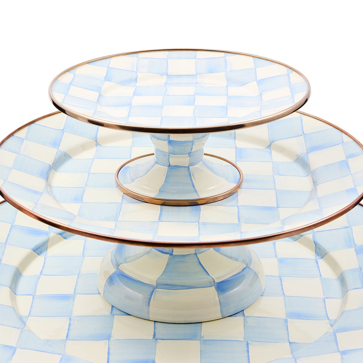 Sky Check Large Pedestal Platter - Image 4
