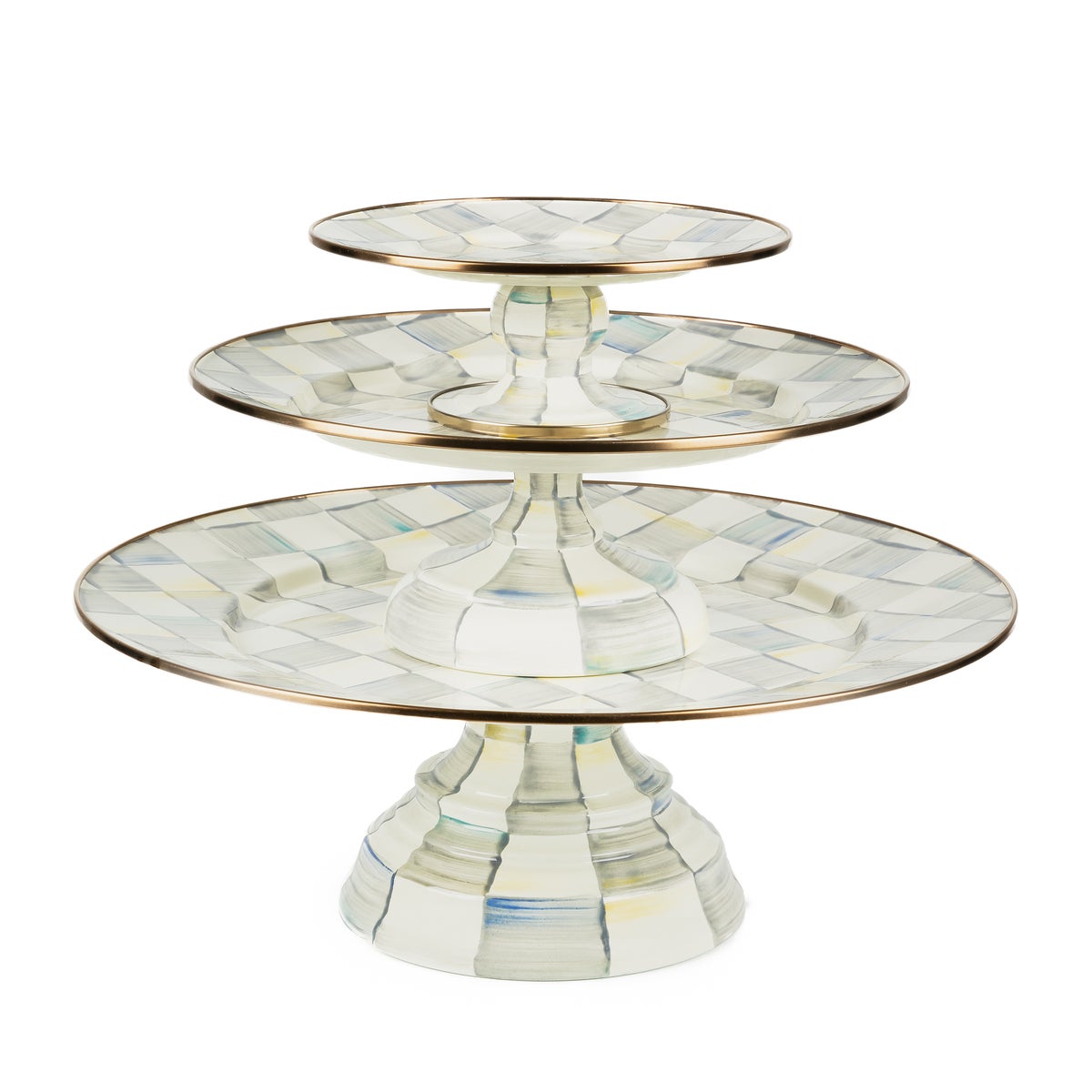 Sterling Check Large Pedestal Platter - Image 4