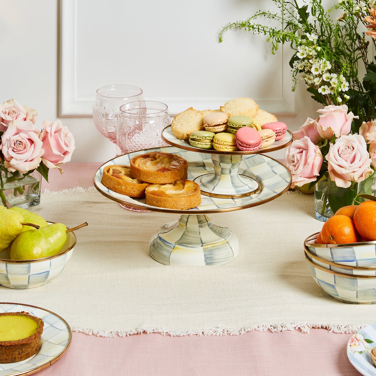 Sterling Check Mini Pedestal Platter - Image 3