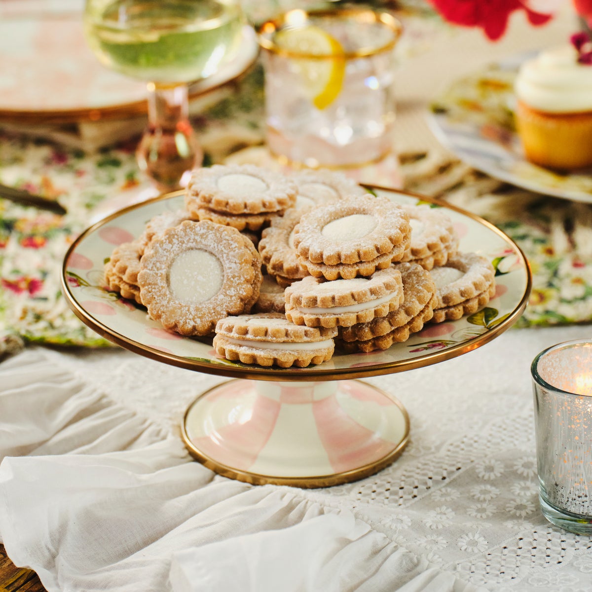 Rosy Check Mini Pedestal Platter - Image 4