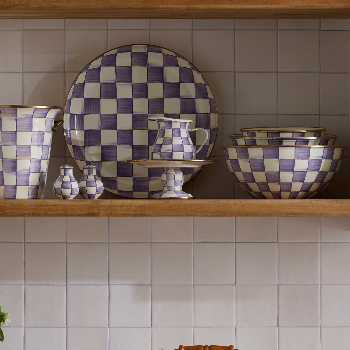 Violet Check Mini Pedestal Platter - Image 5