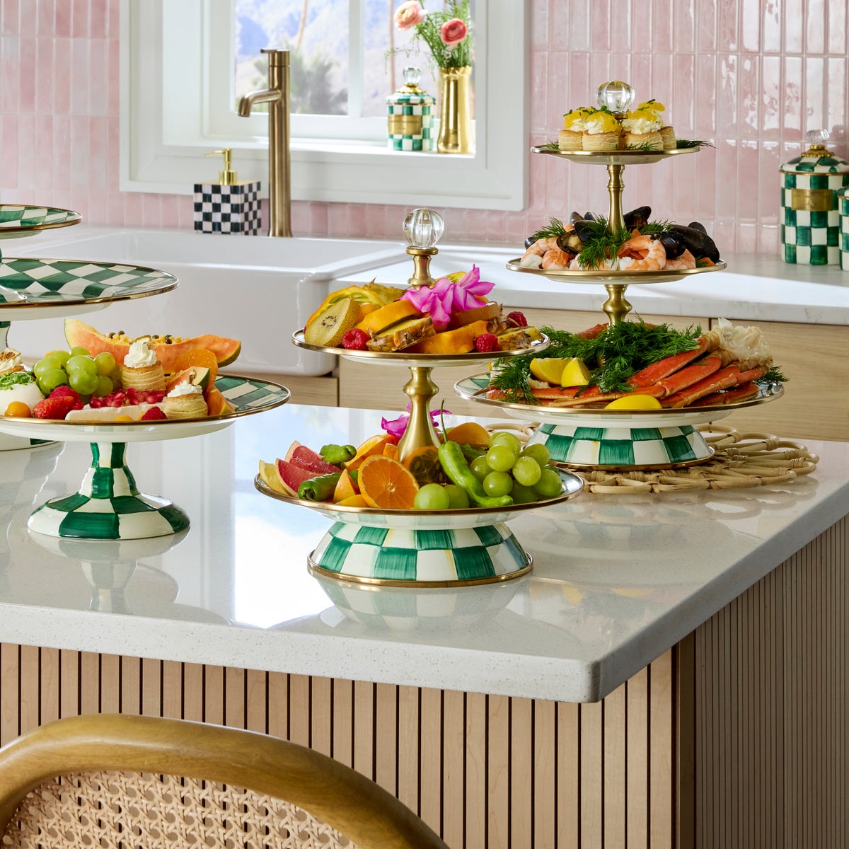 Emerald Check Two Tier Sweet Stand - Image 2