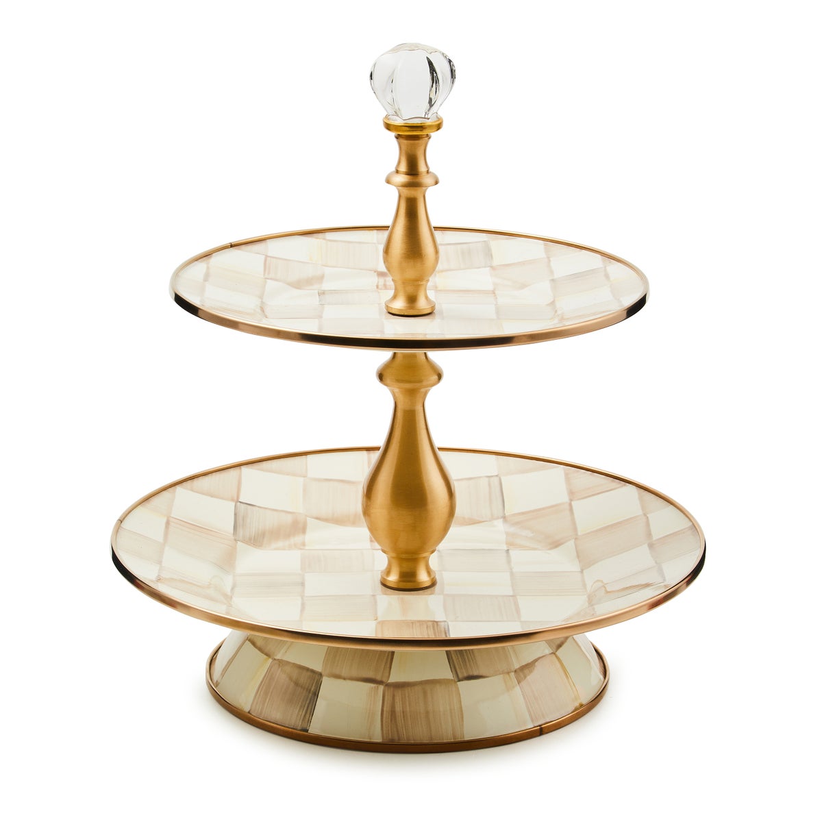 Mocha Check Two Tier Sweet Stand
