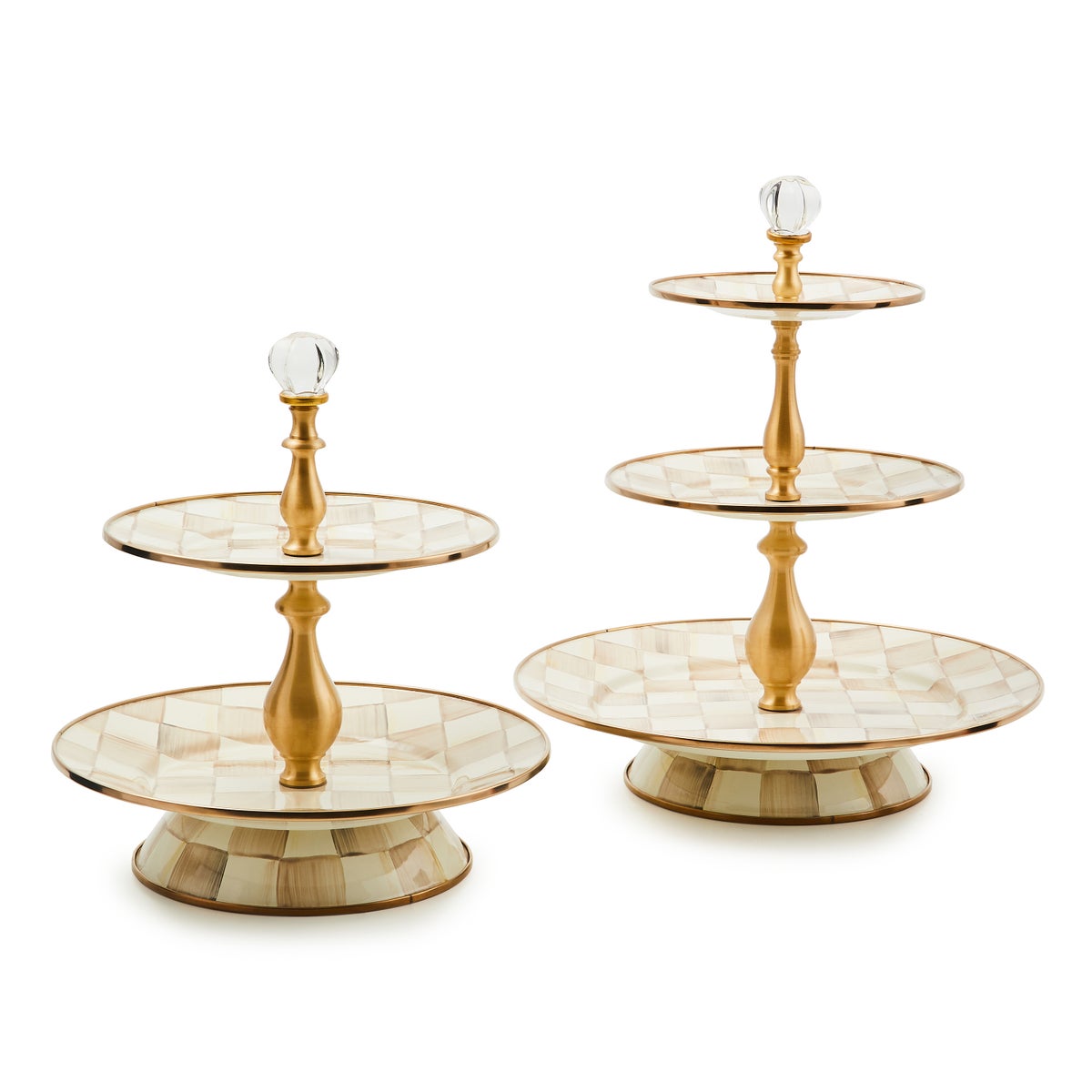 Mocha Check Two Tier Sweet Stand - Image 4