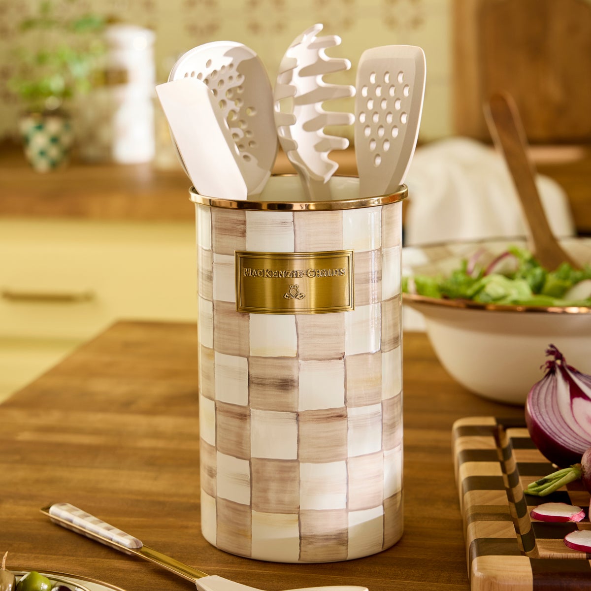 Mocha Check Utensil Holder - Image 8