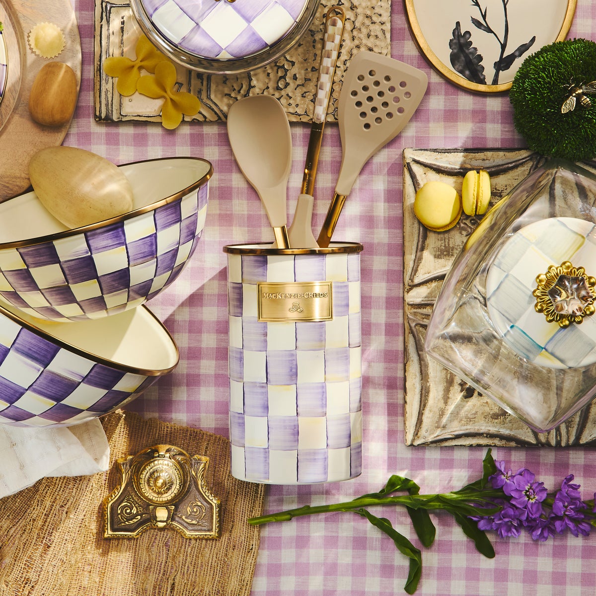 Violet Check Utensil Holder - Image 3
