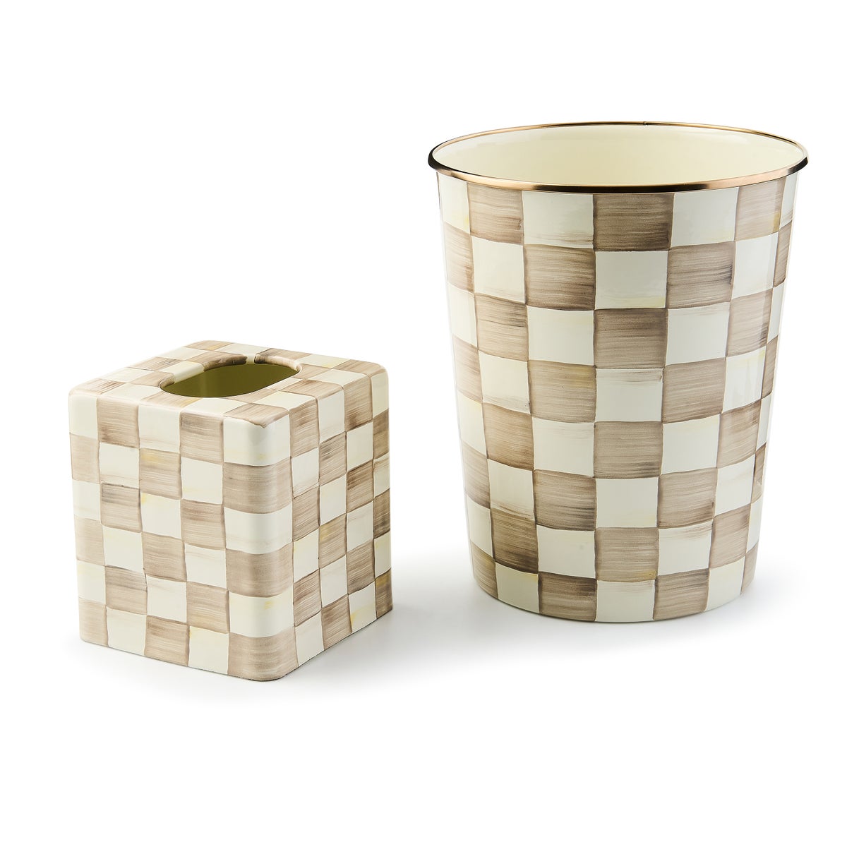 Mocha Check 2 Piece Bath Set