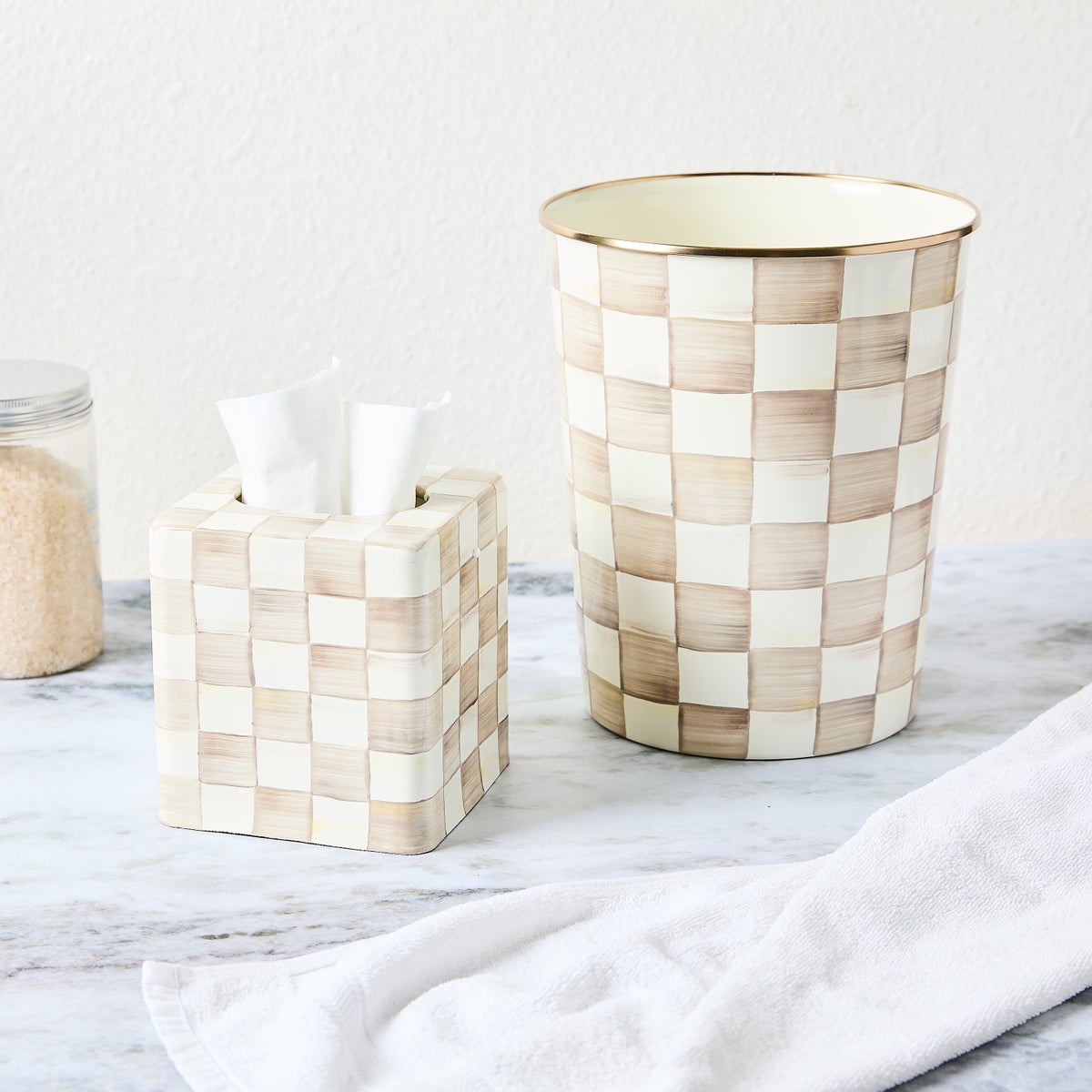 Mocha Check 2 Piece Bath Set - Image 2