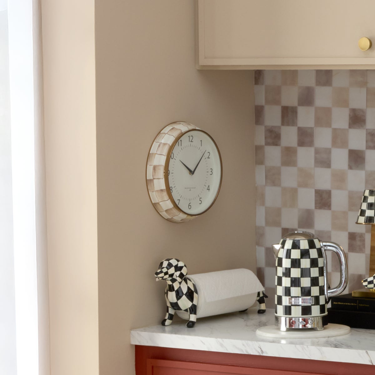 Mocha Check School Wall Clock - Image 4