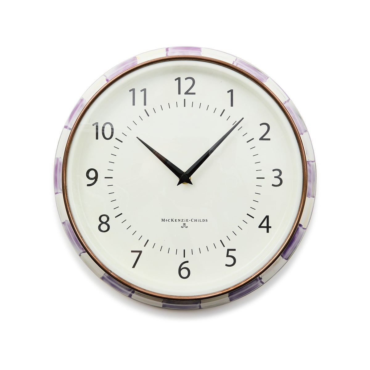 Violet Check School Wall Clock