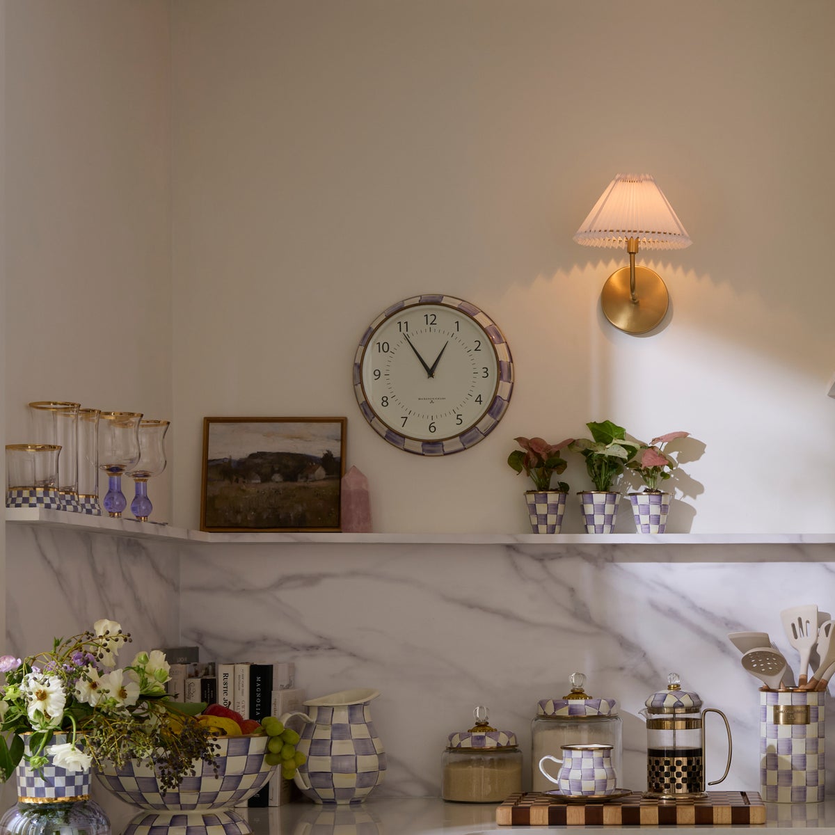 Violet Check School Wall Clock - Image 2