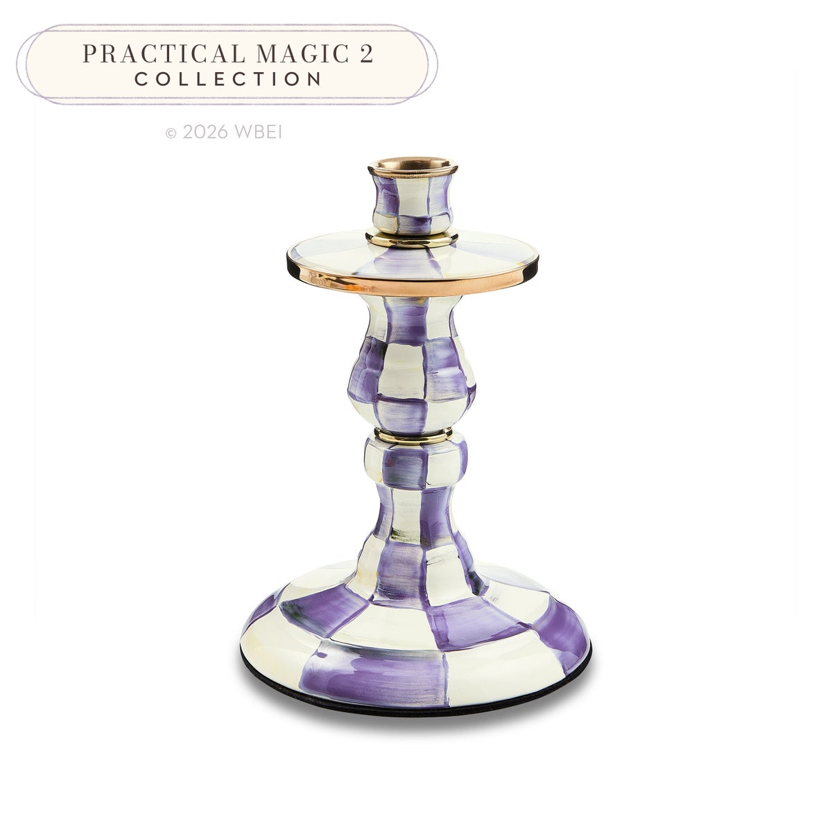 Violet Check Small Candlestick