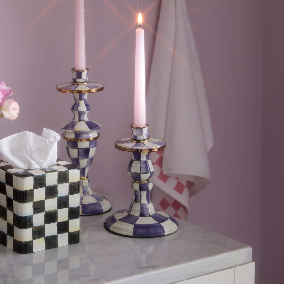 Violet Check Small Candlestick - Image 2