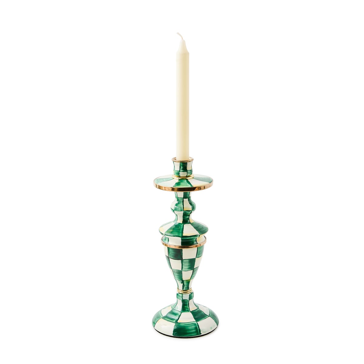 Emerald Check Medium Candlestick - Image 2