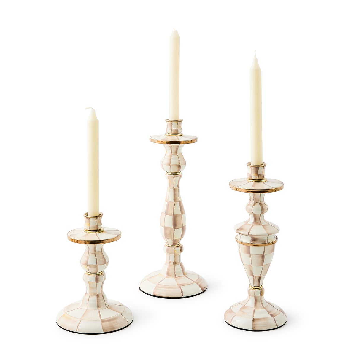 Mocha Check Medium Candlestick - Image 3