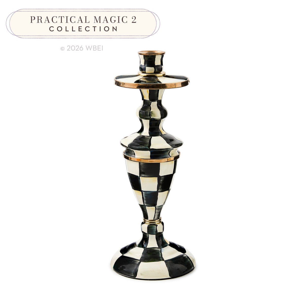 Courtly Check Medium Enamel Candlestick
