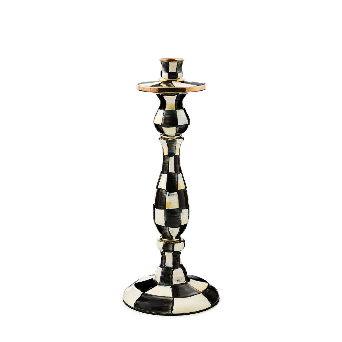 Courtly Check Large Enamel Candlestick