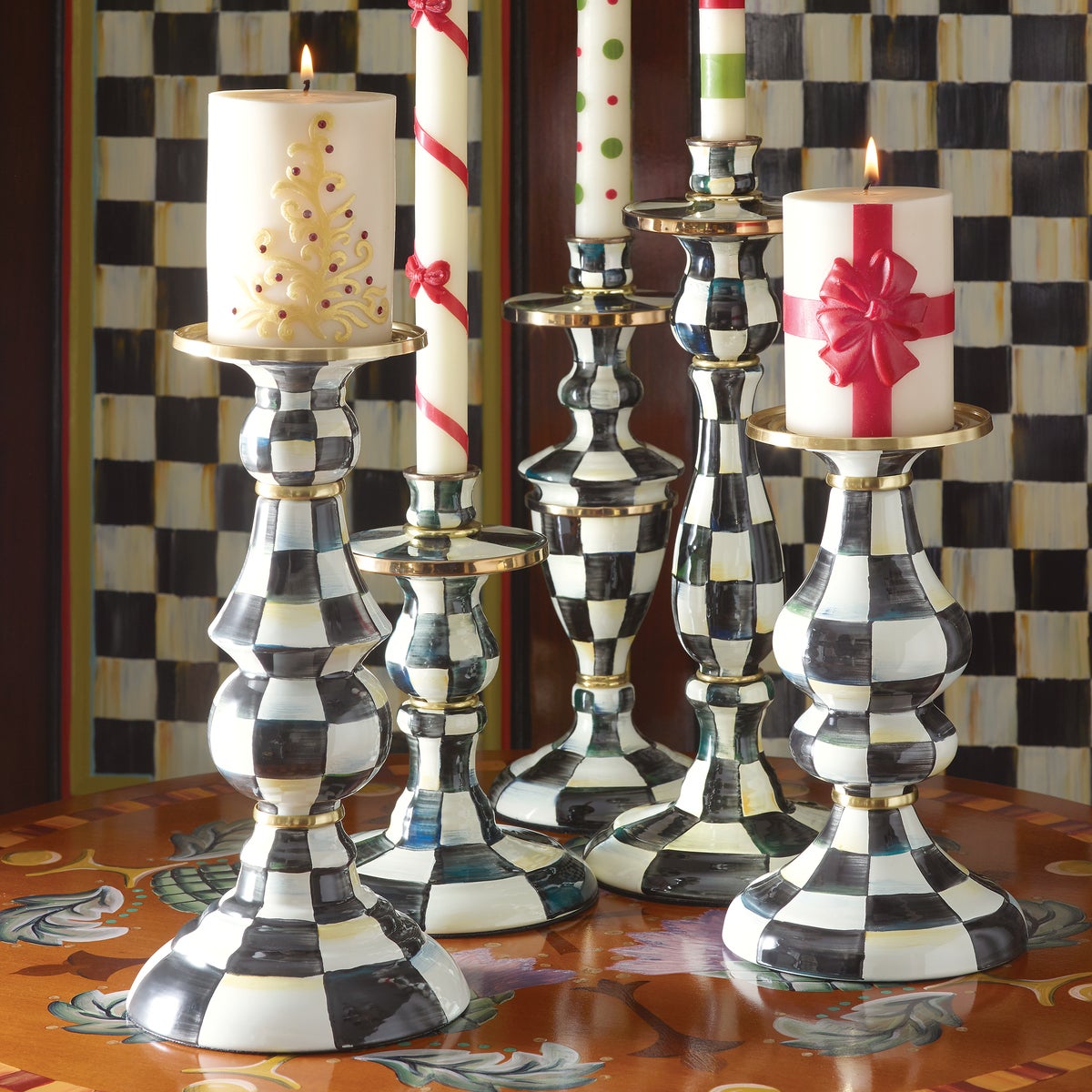 Courtly Check Medium Pillar Candlestick - Image 6