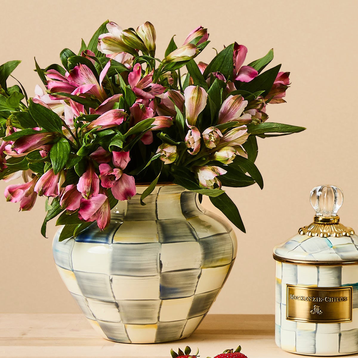 Sterling Check Enamel Large Vase - Image 4