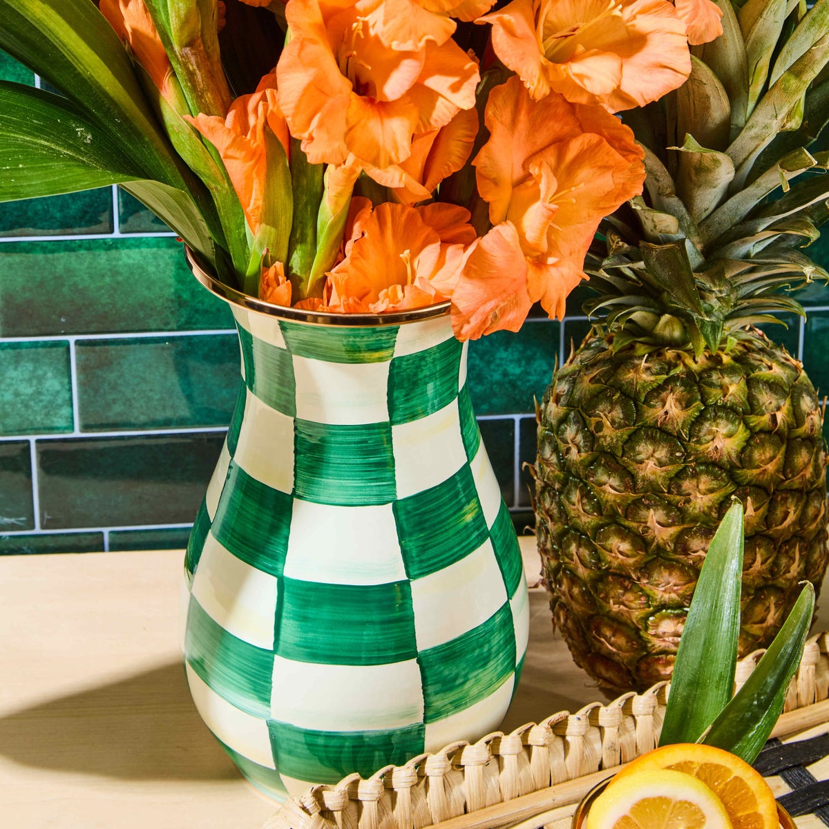 Emerald Check Tall Vase - Image 5