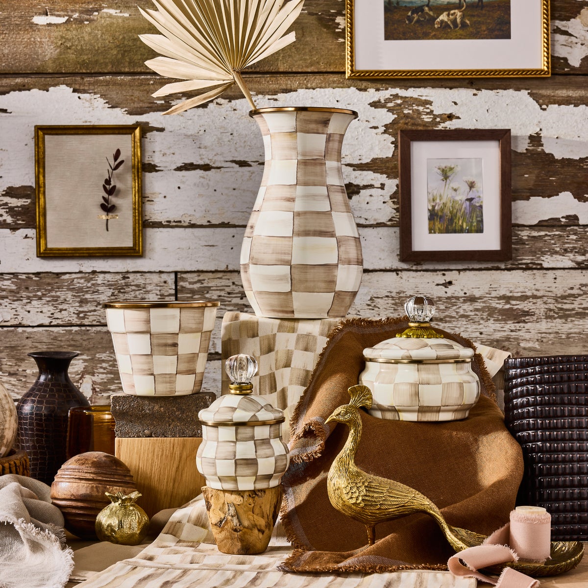 Mocha Check Tall Vase - Image 7